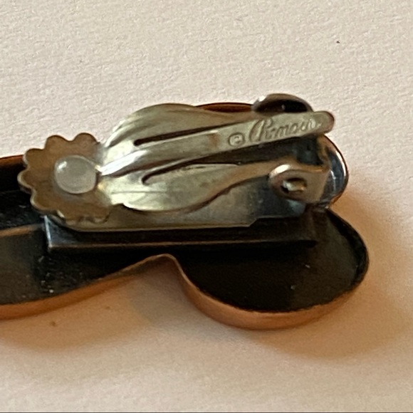 Renoir Copper Modernist Botanical Leaf Clip-On Earrings - Picture 9 of 9